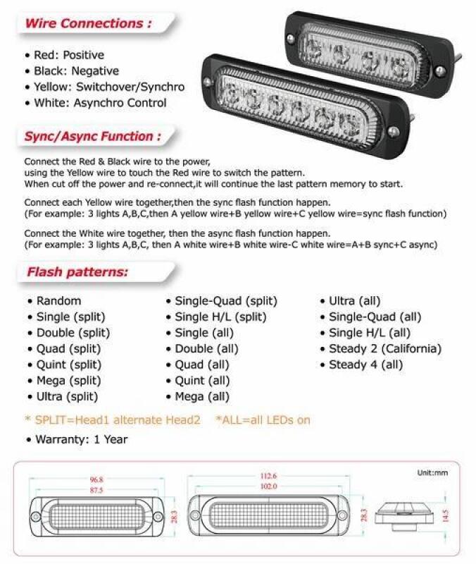 Oracle 4 LED Dual Color Slim Strobe - Amber/White