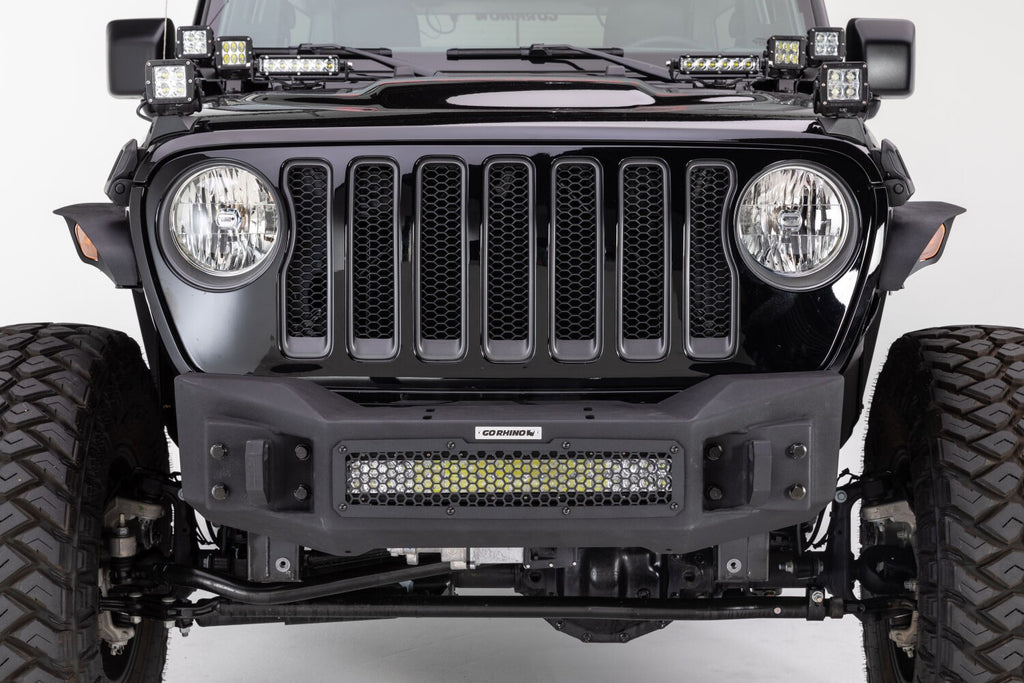 Rockline Front Stubby Bumper Textured Black 2007-2026 Jeep Wrangler JK/JL 2020-2025 Jeep Gladiator Go Rhino