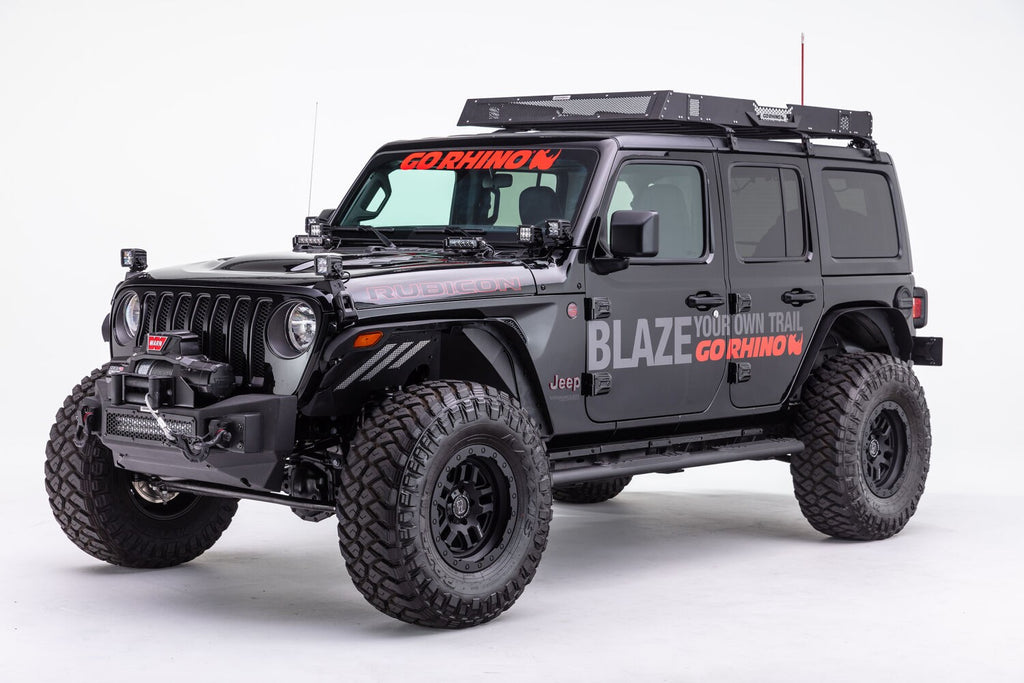 Rockline Front Stubby Bumper Textured Black 2007-2026 Jeep Wrangler JK/JL 2020-2025 Jeep Gladiator Go Rhino