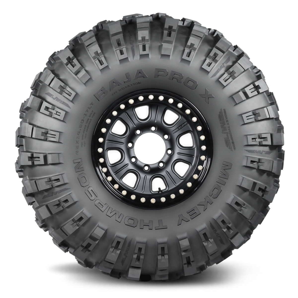 37X13.50-17LT Baja PRO X Symmetric directional tread pattern provides excellent traction and cleaning power. Dual Decoupling Grooves for flexibility on irregular surfaces.