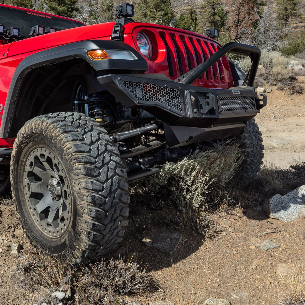 Rockline Front Bumper Lower Skid Plate Textured Black 2018-2026 Jeep Wrangler JL 2020-2025 Jeep Gladiator Go Rhino