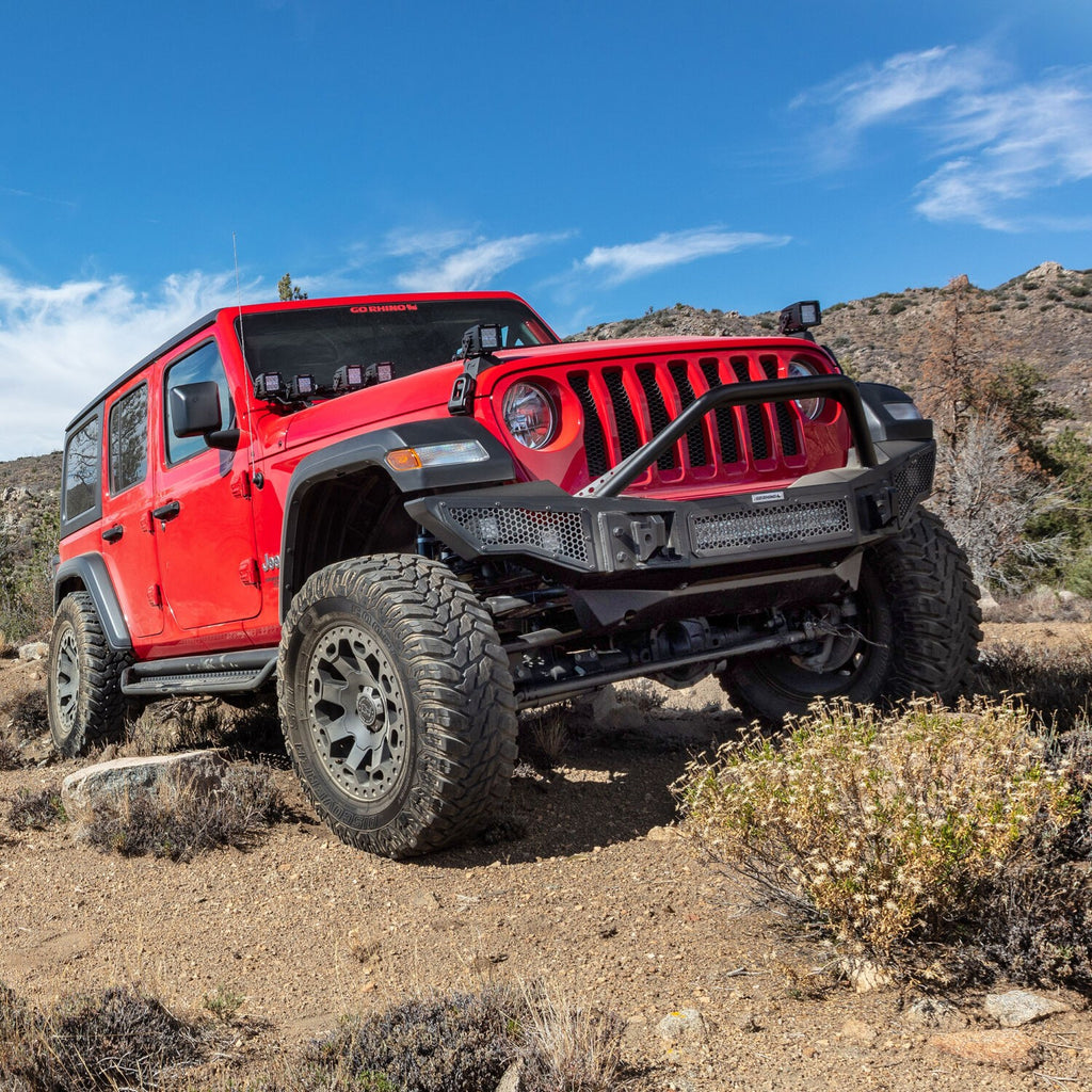 Rockline Front Bumper Lower Skid Plate Textured Black 2018-2026 Jeep Wrangler JL 2020-2025 Jeep Gladiator Go Rhino