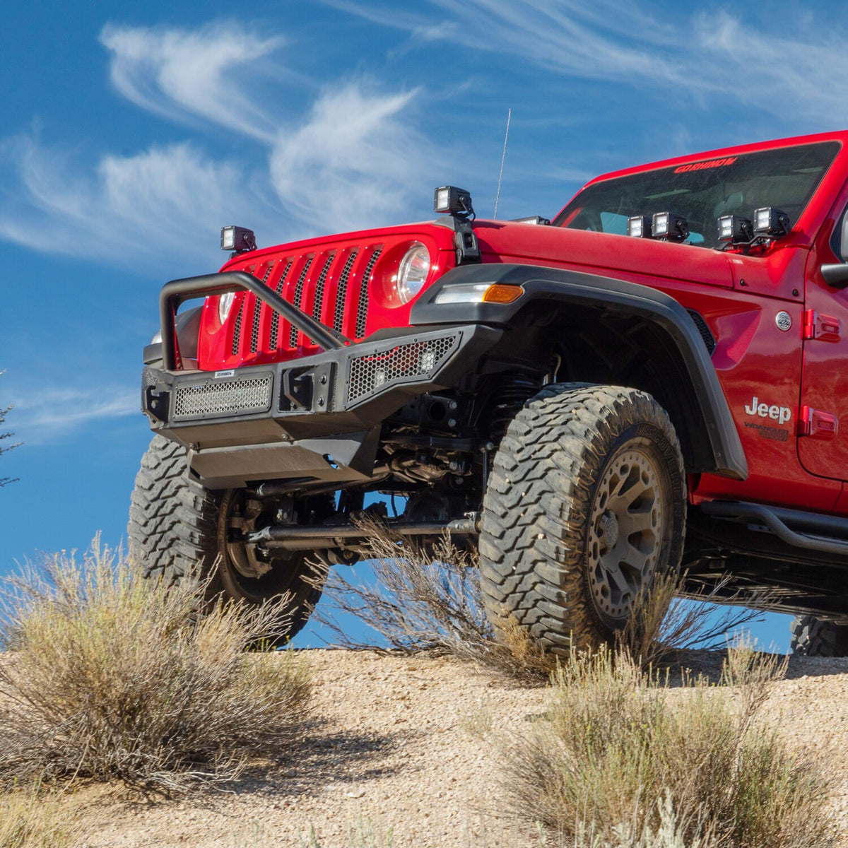 Rockline Front Bumper Lower Skid Plate Textured Black 2018-2026 Jeep Wrangler JL 2020-2025 Jeep Gladiator Go Rhino