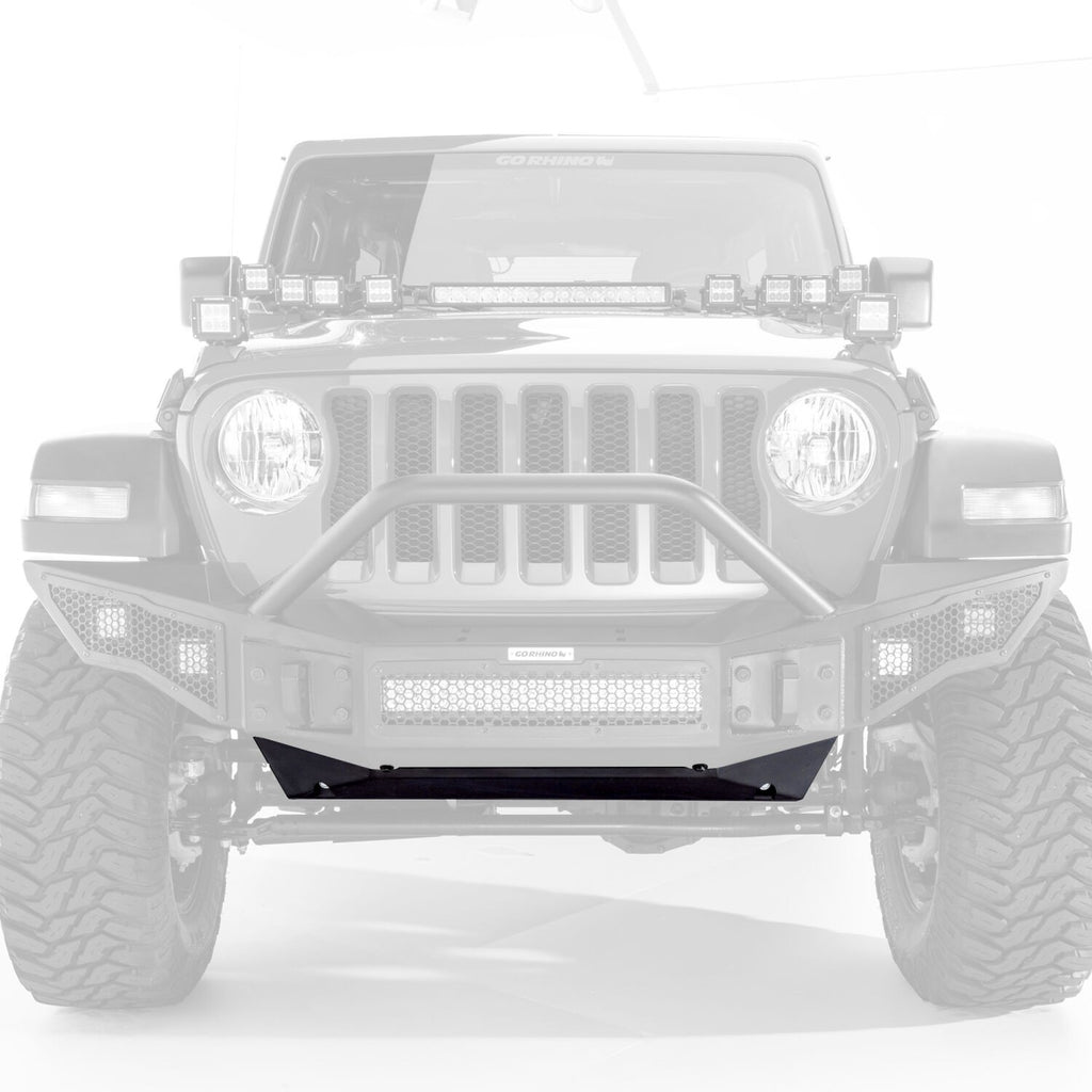 Rockline Front Bumper Lower Skid Plate Textured Black 2018-2026 Jeep Wrangler JL 2020-2025 Jeep Gladiator Go Rhino