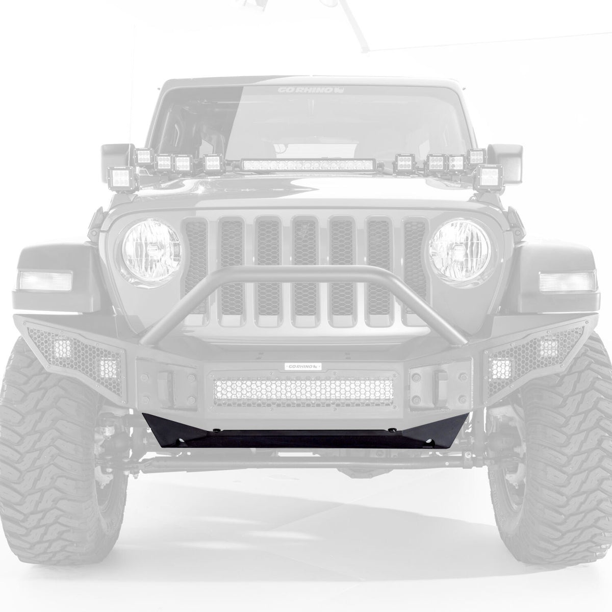 Rockline Front Bumper Lower Skid Plate Textured Black 2018-2026 Jeep Wrangler JL 2020-2025 Jeep Gladiator Go Rhino