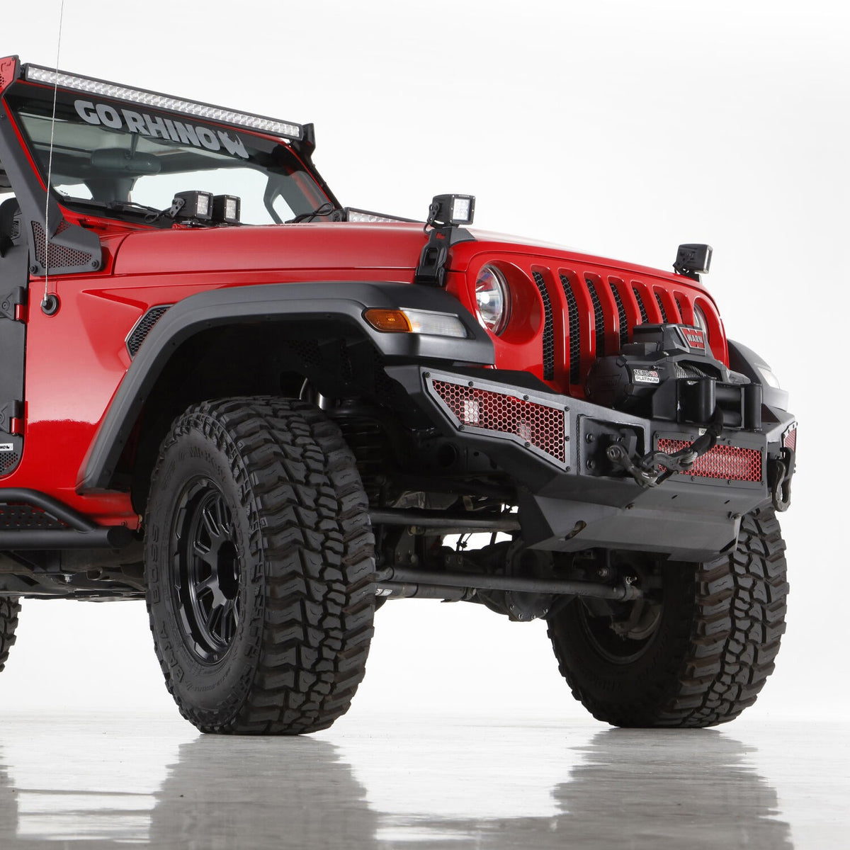 Rockline Front Bumper Lower Skid Plate Textured Black 2018-2026 Jeep Wrangler JL 2020-2025 Jeep Gladiator Go Rhino