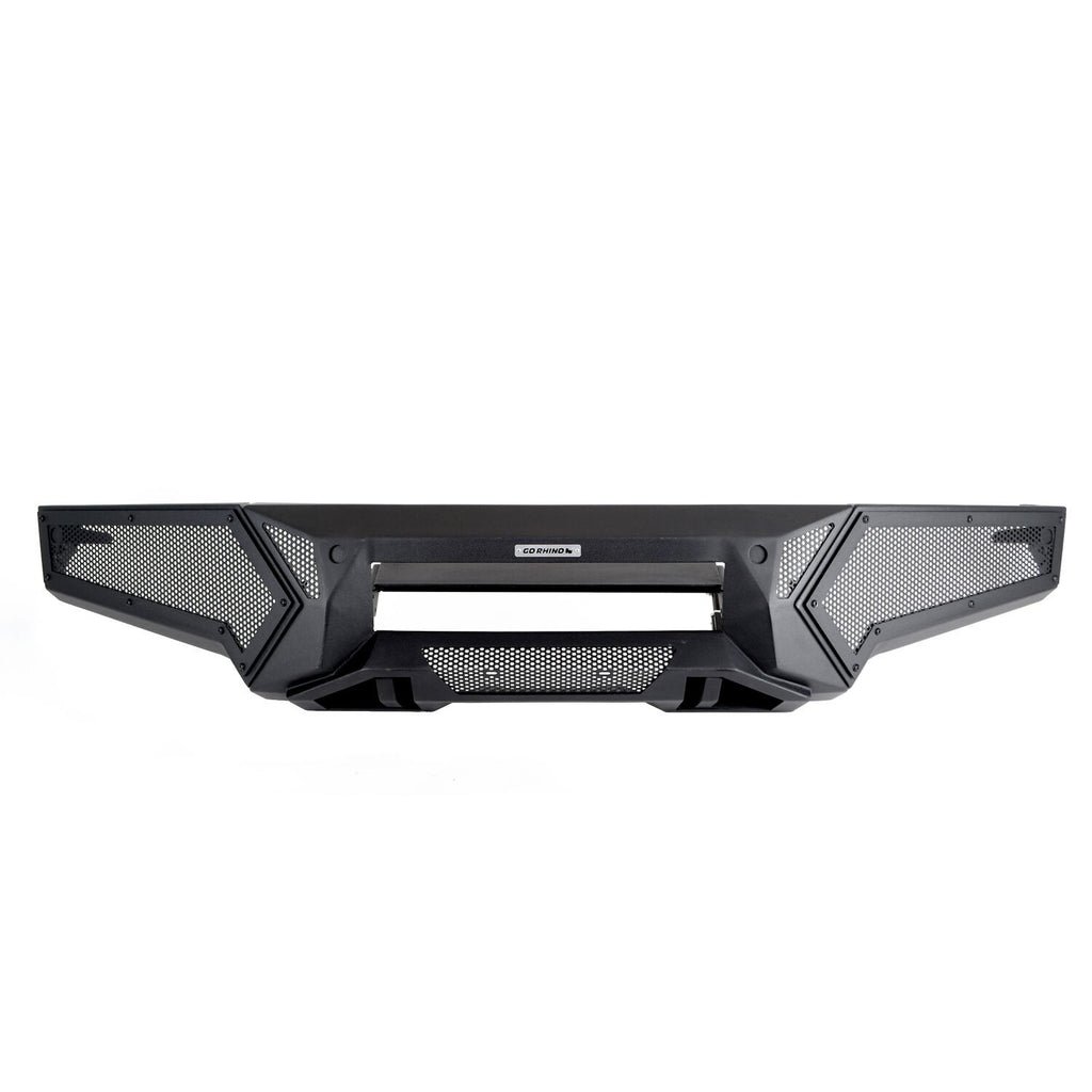 Element Front Bumper with Power Actuated Hide Away Light Bar Mount Textured Black 2019-2024 Ram 1500 Go Rhino