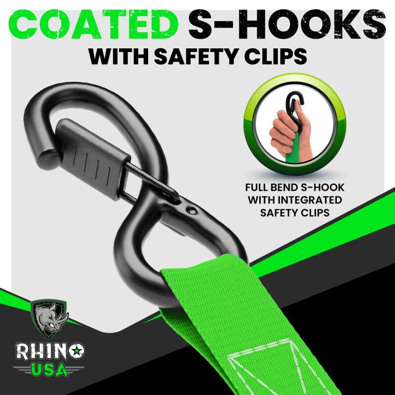 Rhino USA Medium Duty Ratchet Strap Tie-Down 4-Pack (Red)