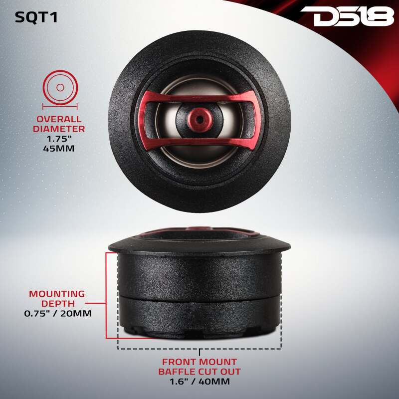 DS18 1.3in Mini Dome Tweeters Neodymium ABS Body 30 Watts RMS RMS 0.8in KSV Vc 4 ohm