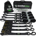 Rhino USA Medium Duty Ratchet Strap Tie-Down 4-Pack (Black)