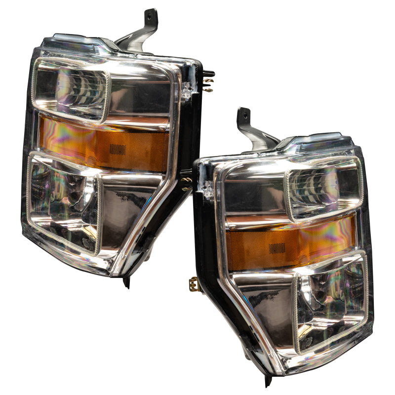 Oracle 08-10 Ford F250/350 Pre-Assembled Halo Headlights - Chrome Housing - ColorSHIFT