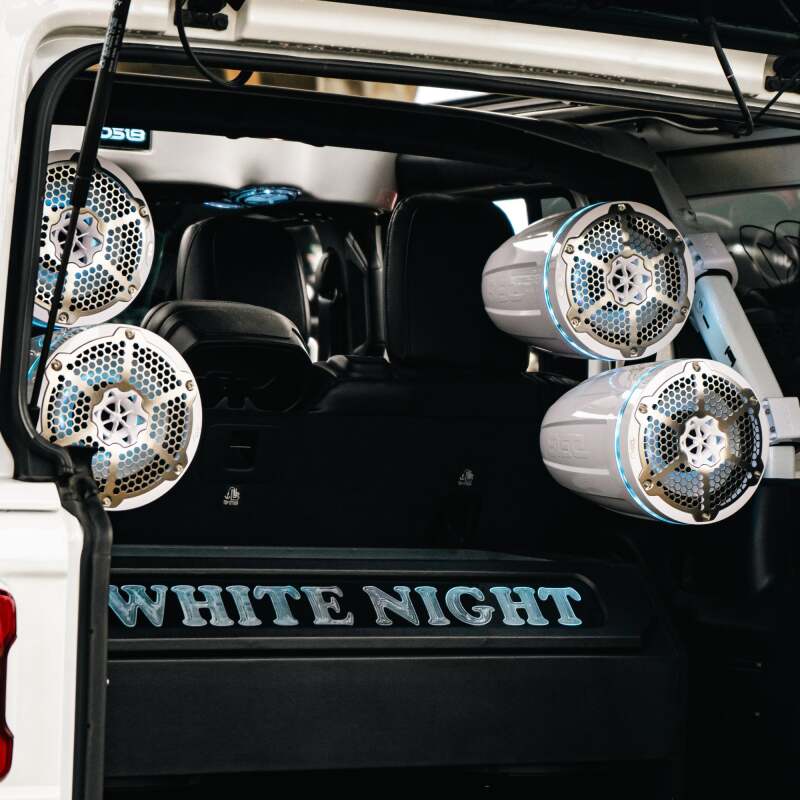 DS18 Marine And Powersports Tower 8in 125 Watts RMS RGB LED Lights Black Carbon Fiber