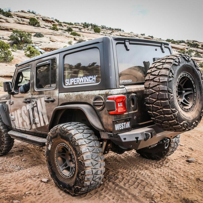 Westin 18-19 Jeep Wrangler JL WJ2 Rear Bumper w/ Sensors (Excl. Wrangler JK) - Textured Black