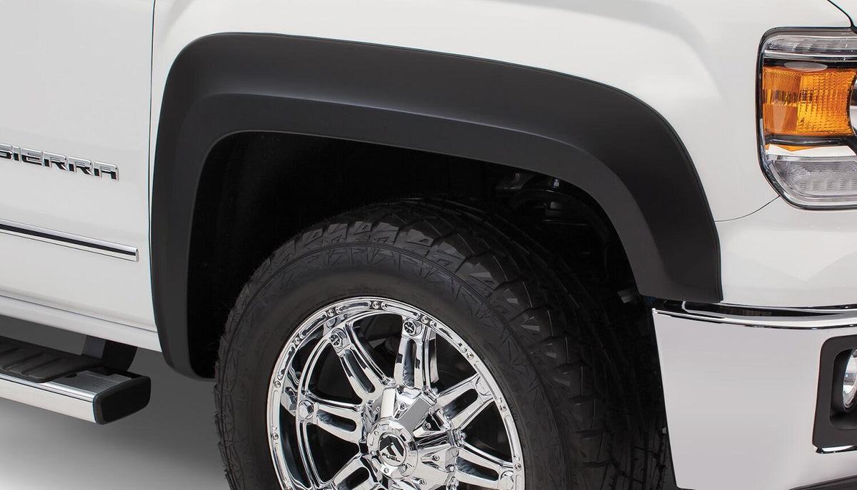 Black Extendafender Style Smooth Finish 4-Piece Fender Flare Set For 2016-2018 GMC Sierra 1500 Fits 69.3 Inch Bed Bushwacker