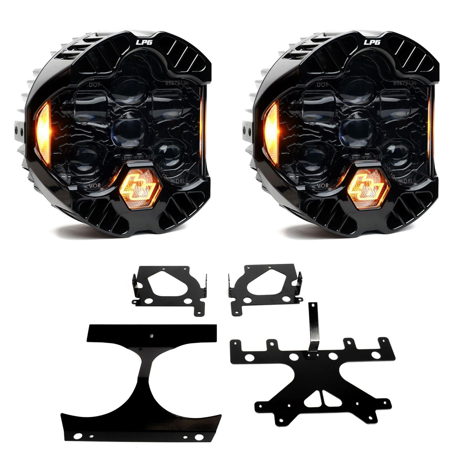 DOT LP6 LED Headlight Kit 2015-2024 Harley Davidson Road Glide (Amber) Baja Designs