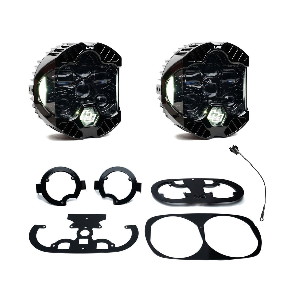 DOT LP6 LED Dual Headlight Kit - 1998-2013 Pre Rushmore Style Harley Davidson Road Glide (White) - Baja Designs