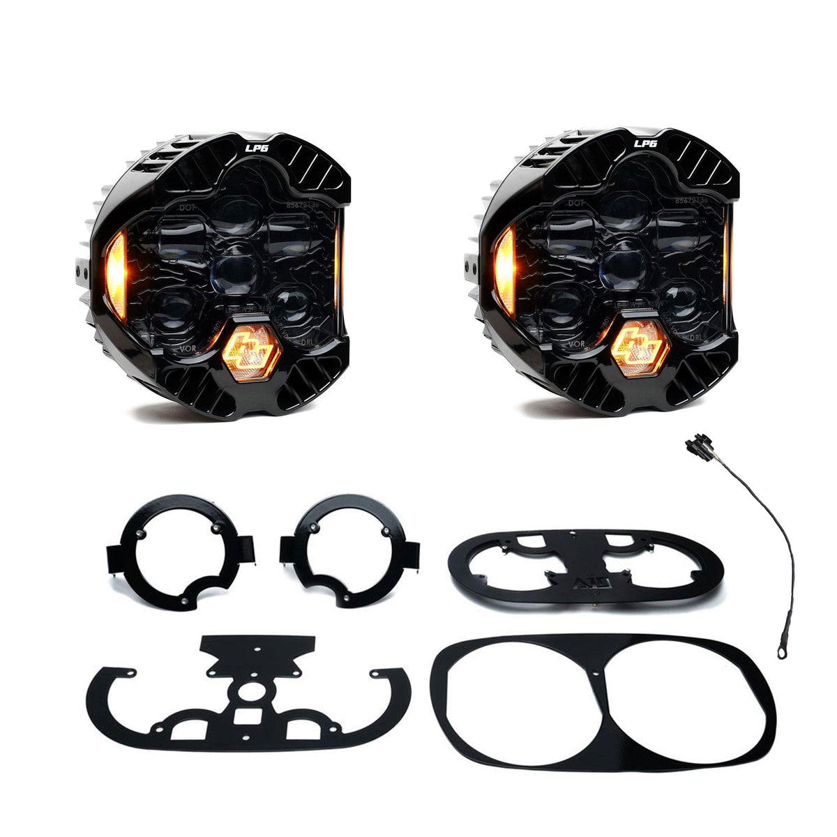 DOT LP6 LED Dual Headlight Kit - 1998-2013 Pre Rushmore Style Harley Davidson Road Glide (Amber) - Baja Designs