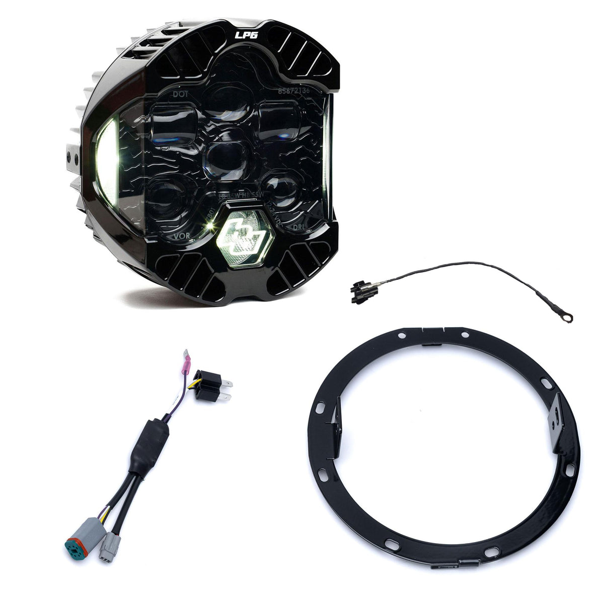 DOT LP6 LED Single Headlight Kit - 1996-2013 Harley Davidson Street Glide/Road King (White) - Baja Designs