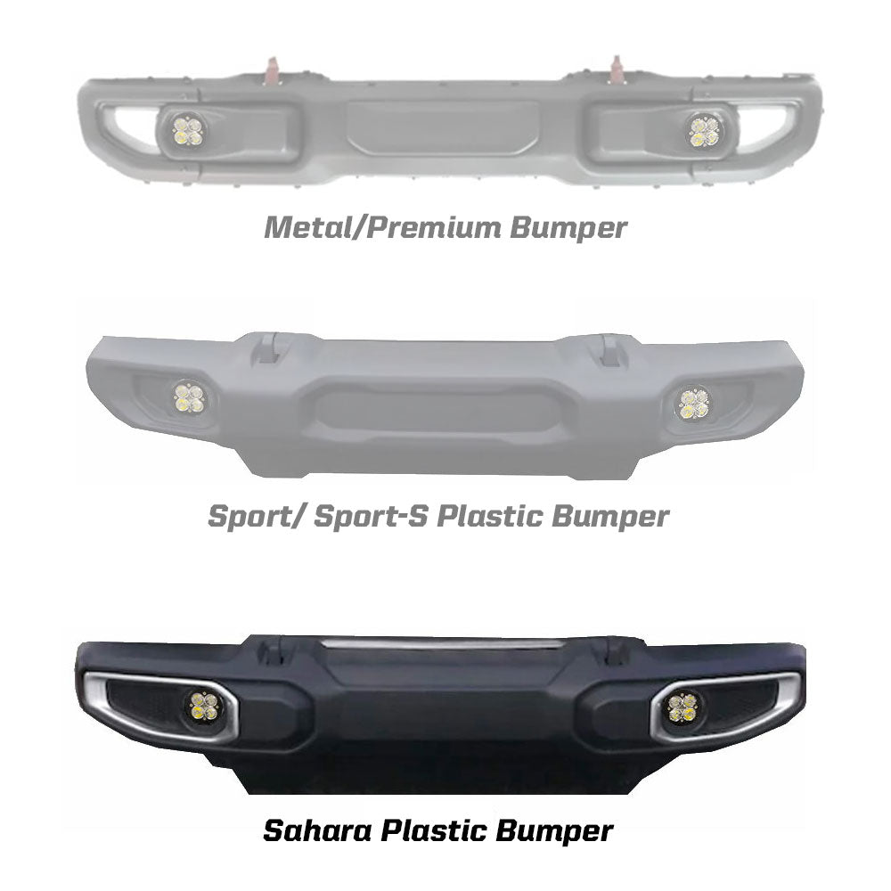Jeep JL Fog Pocket Kit For 18-20 Wrangler JL Sahara Squadron Baja Amber Lens SAE FPK Baja Designs