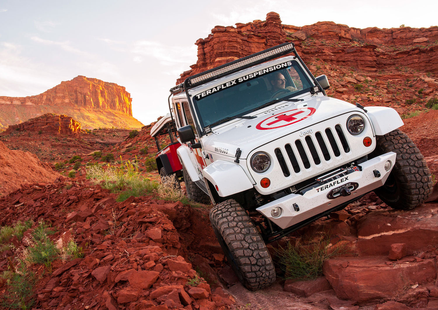 07-18 Wrangler JK RockGuard Epic Front Bumper Centered Drum Winch TeraFlex