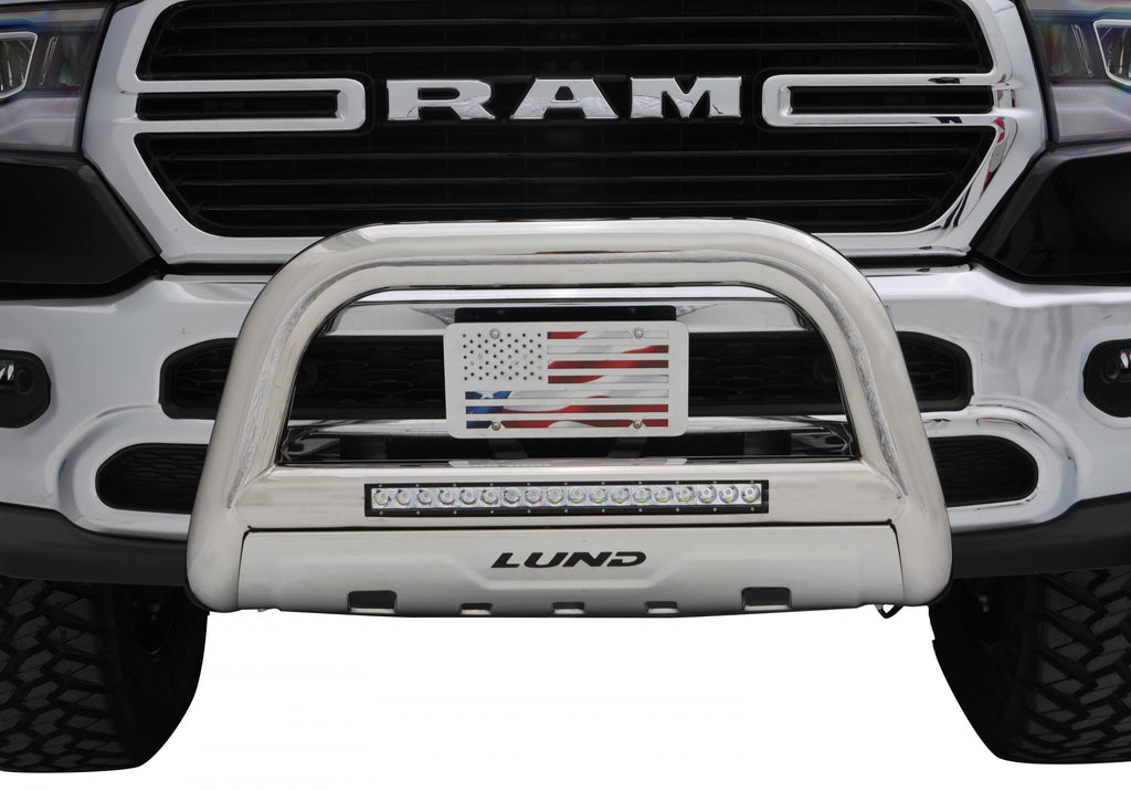 Bull Bar with LED Light Bar 3.5 Inch Oval Polished Stainless Steel 2009-2019 Dodge Ram 1500 Lund