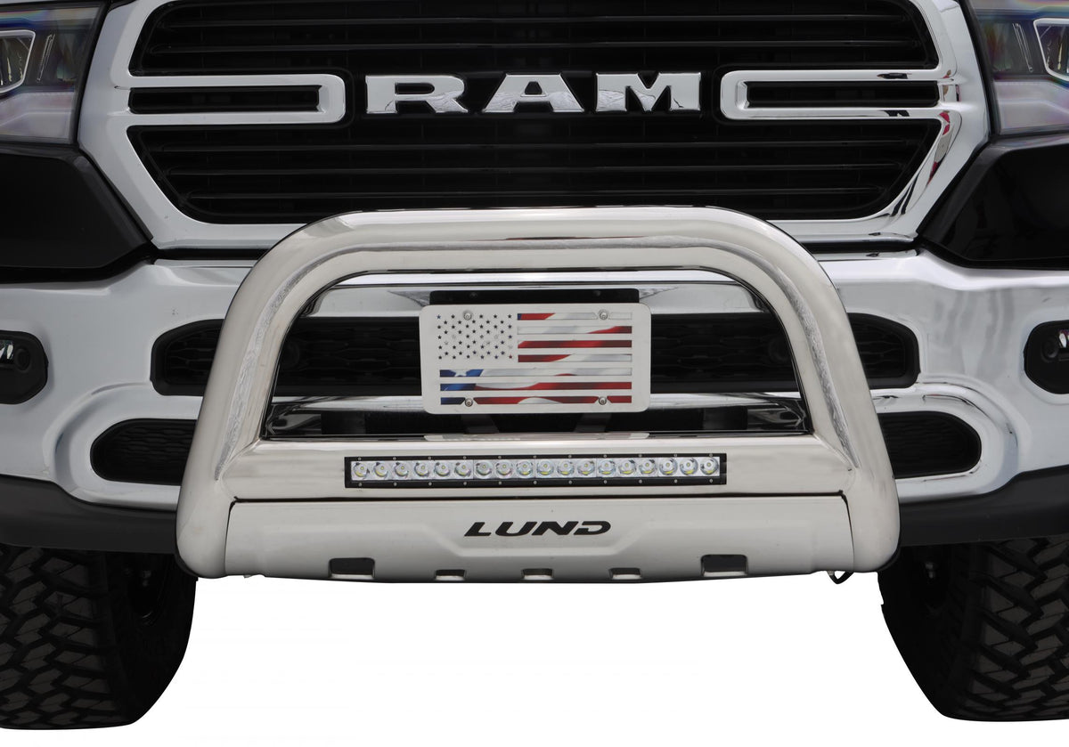 Bull Bar with LED Light Bar 3.5 Inch Oval Polished Stainless Steel 2019-2021 Ram 1500 Lund