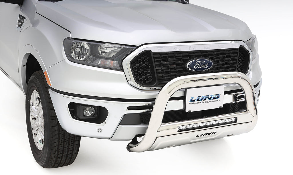 Bull Bar with LED Light Bar 3.5 Inch Oval Polished Stainless Steel 2000-2013 GMC Yukon XL 1500/2500 Lund