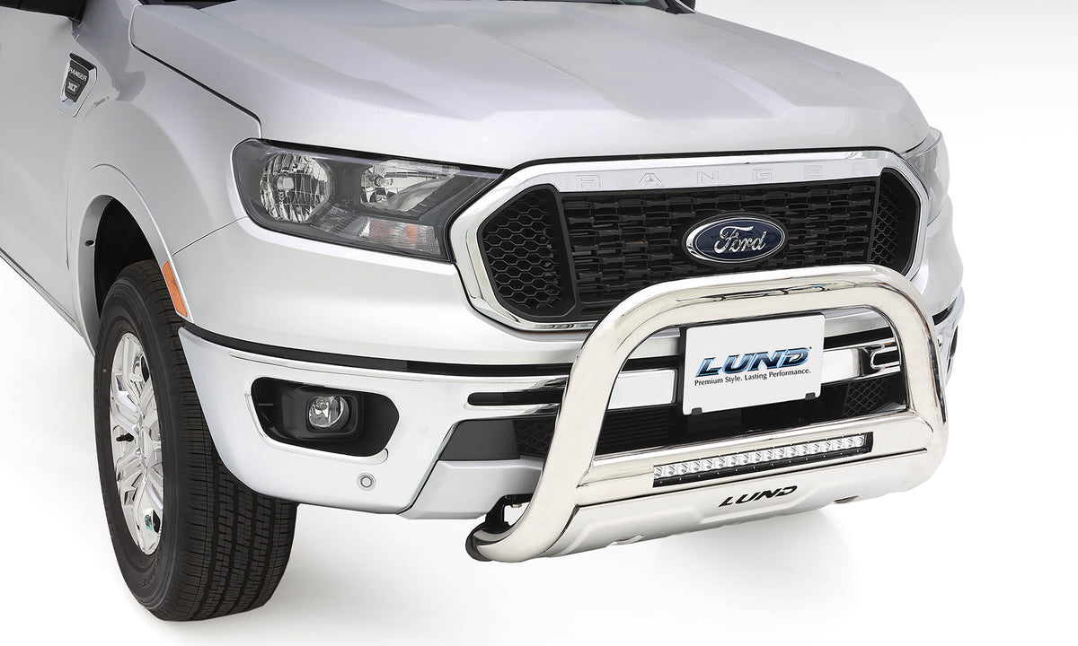 Bull Bar with LED Light Bar 3.5 Inch Oval Polished Stainless Steel 2000-2013 GMC Yukon XL 1500/2500 Lund