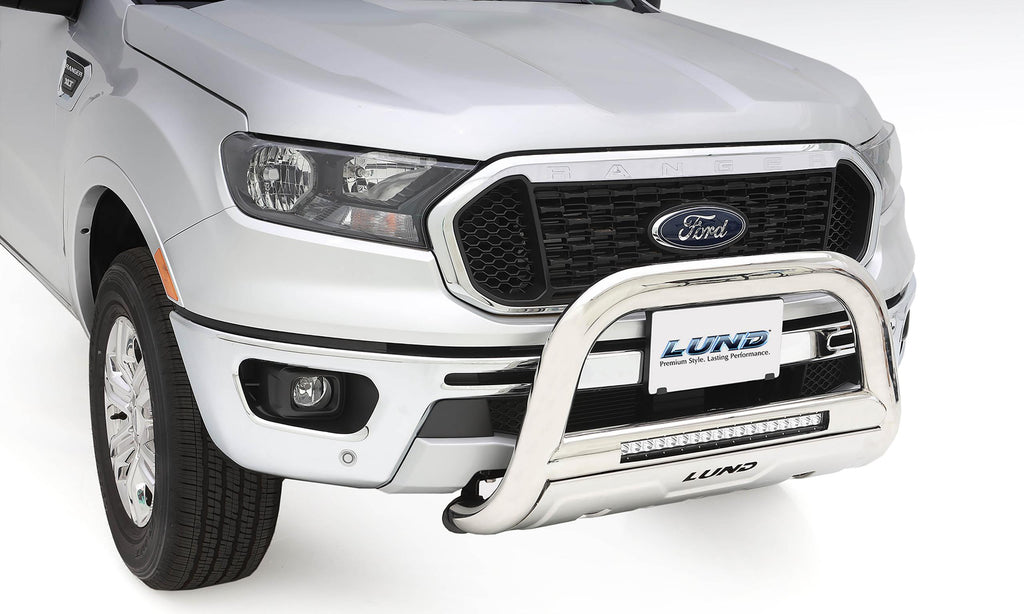 Bull Bar with LED Light Bar 3.5 Inch Oval Polished Stainless Steel 2019-2023 Ford Ranger Lund