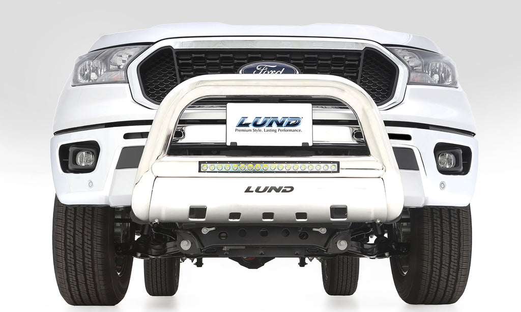 Bull Bar with LED Light Bar 3.5 Inch Oval Polished Stainless Steel 2019-2023 Ford Ranger Lund