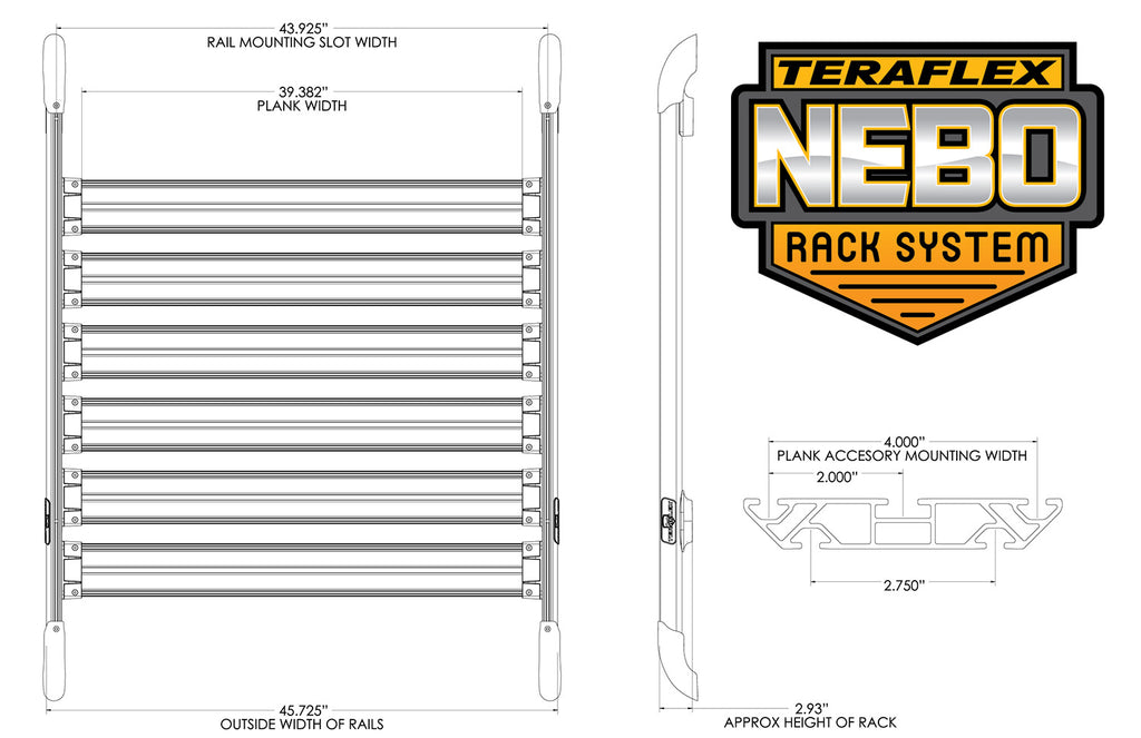 07-18 Wrangler JK 4 Door Nebo Roof Rack Cargo Slat Kit 6-Piece TeraFlex