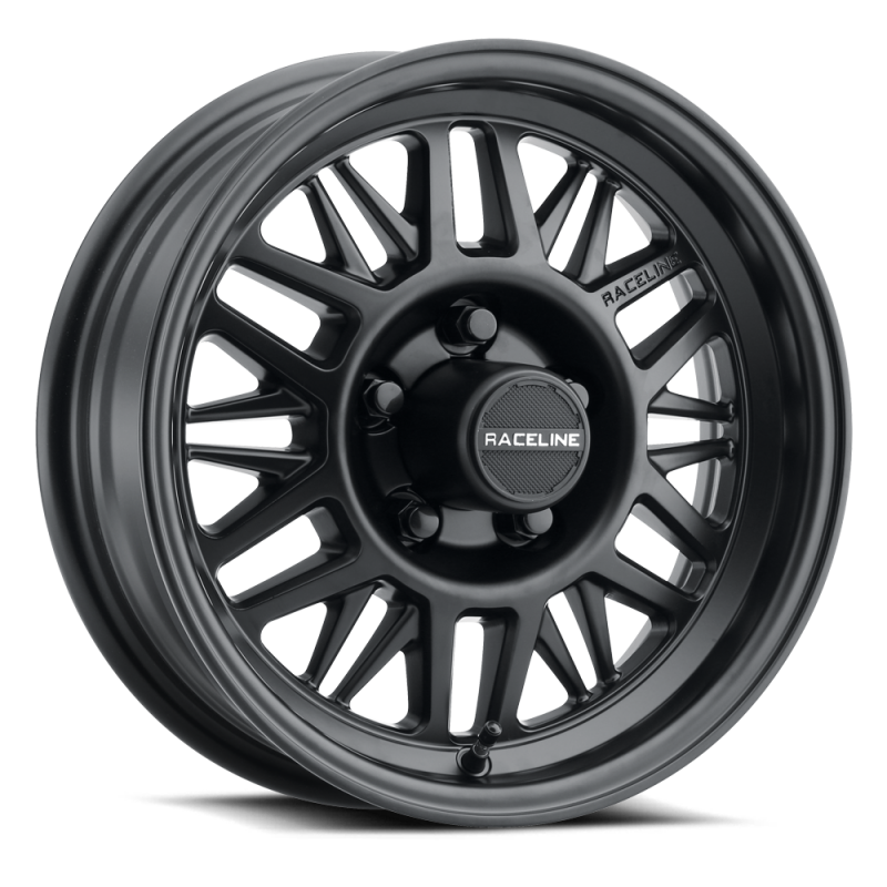 Raceline 451B Ryno TR Trailer 14x6in / 5X4.5 BP / 0mm Offset / 3.19mm Bore - Satin Black