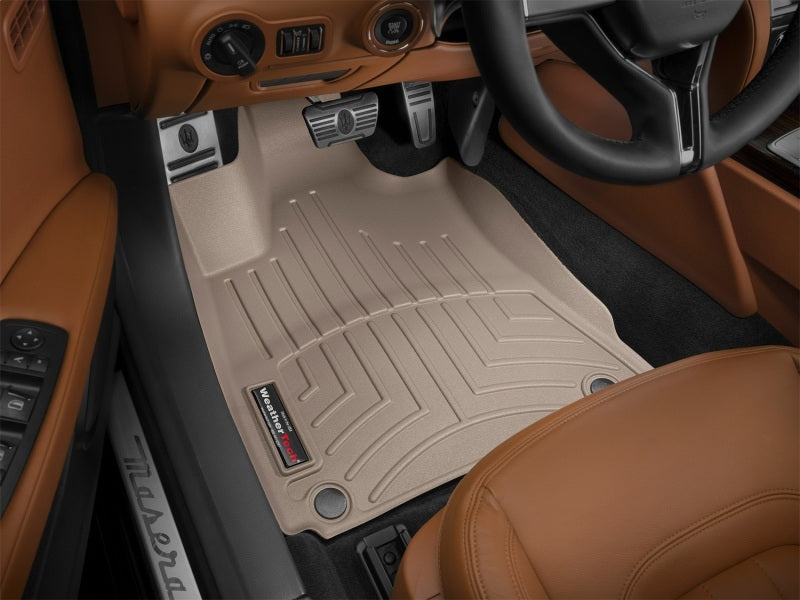 WeatherTech 2016+ Maserati Quattroporte Front FloorLiner - Tan (1 Grommet Style)