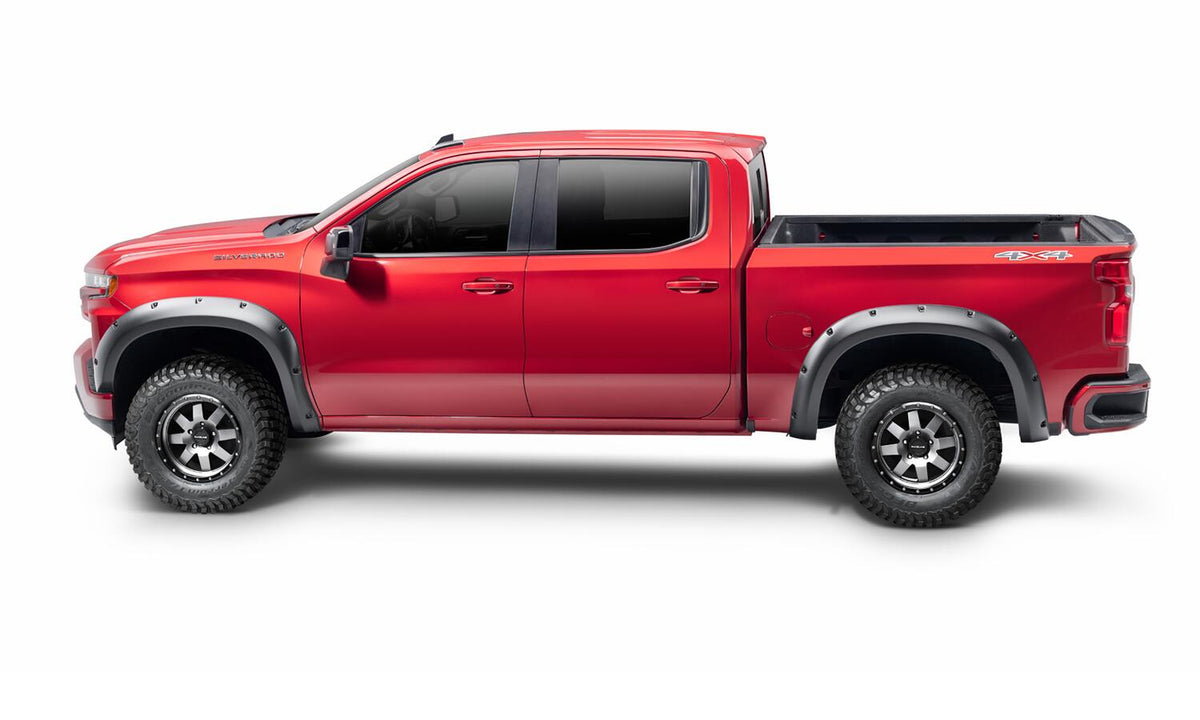 Black Forge Pocket/Rivet Textured Finish 4-Pc Fender Flare Set For 17-20 Chevrolet Colorado 5 Foot Bed Bushwacker