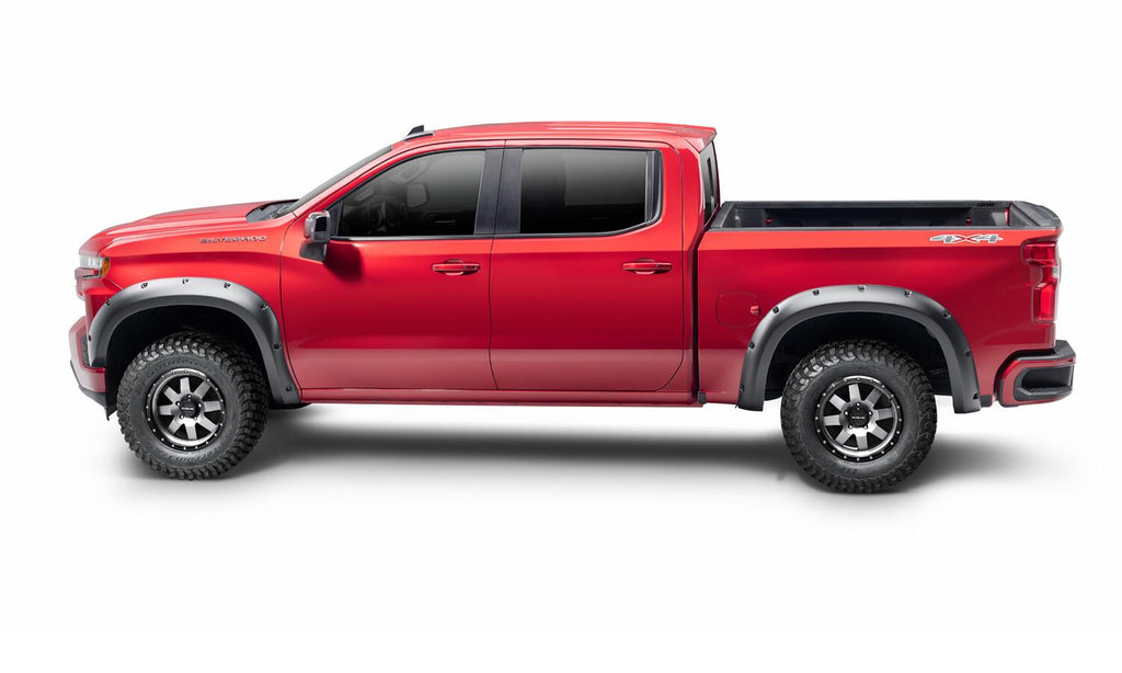 Black Forge Pocket/Rivet Textured Finish 4-Pc Fender Flare Set For 14-15 Chev Silverado 1500 Bushwacker
