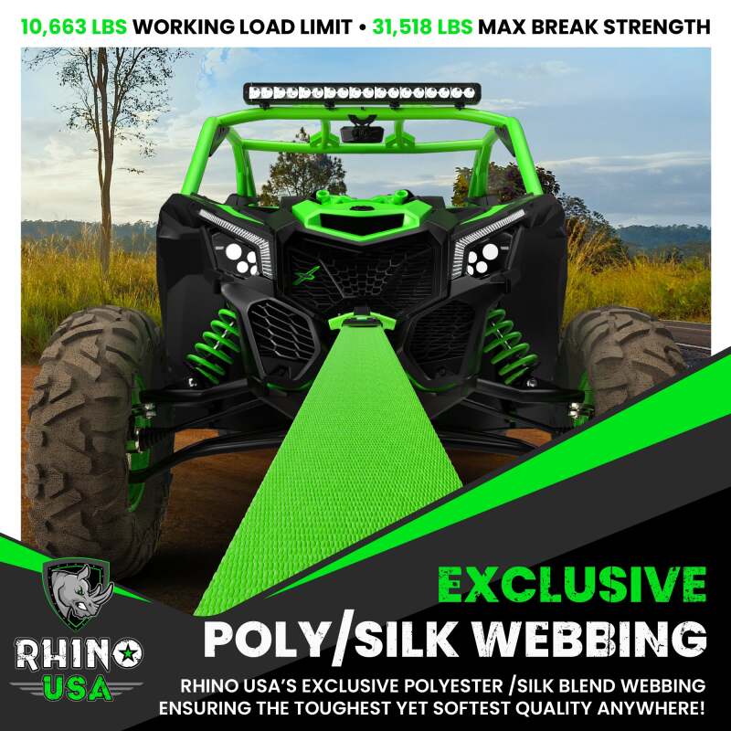 Rhino USA Recovery Tree Saver Strap 3Inx8Ft (Green)