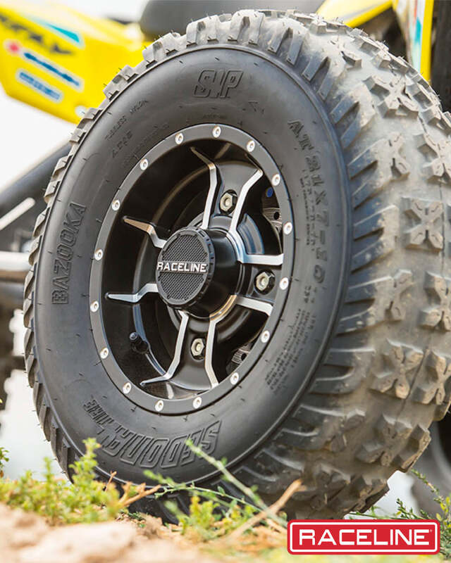 Raceline A77 Mamba 9x8in / 4x115 BP / -34.5mm Offset / 90mm Bore - Black & Machined Wheel