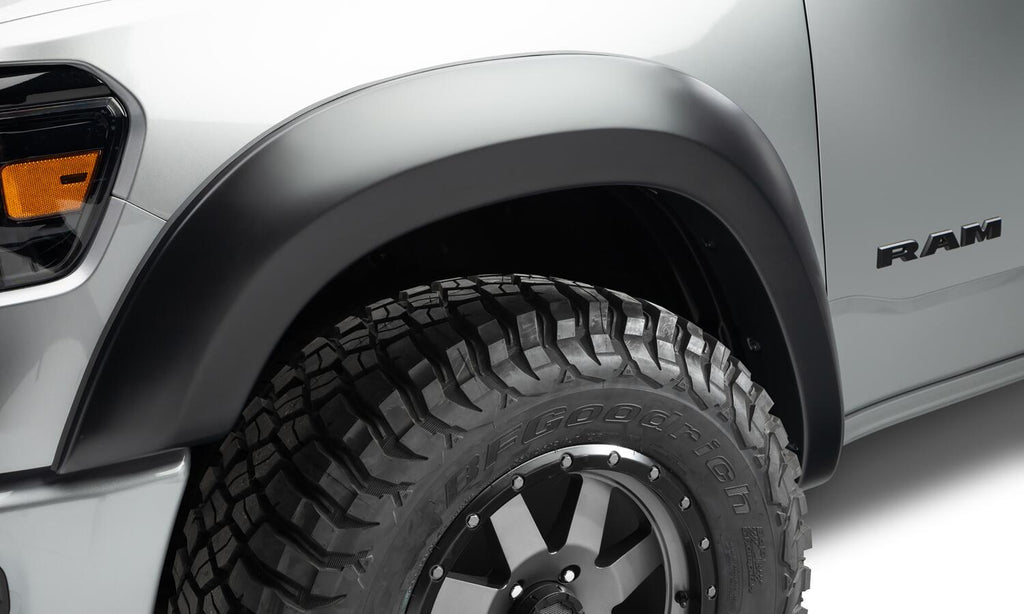 Black Extendafender Style Smooth Finish 4-Piece Fender Flare Set For 2019-2022 Ram 1500 Will Not Fit Rebel And Trx Models Bushwacker