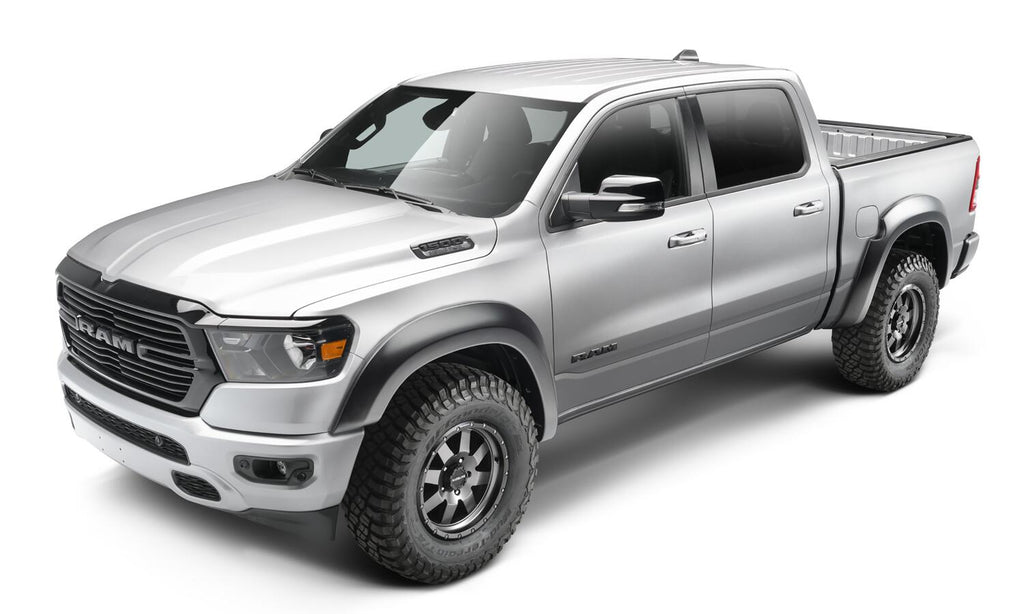 Black Extendafender Style Smooth Finish 4-Piece Fender Flare Set For 2019-2022 Ram 1500 Will Not Fit Rebel And Trx Models Bushwacker