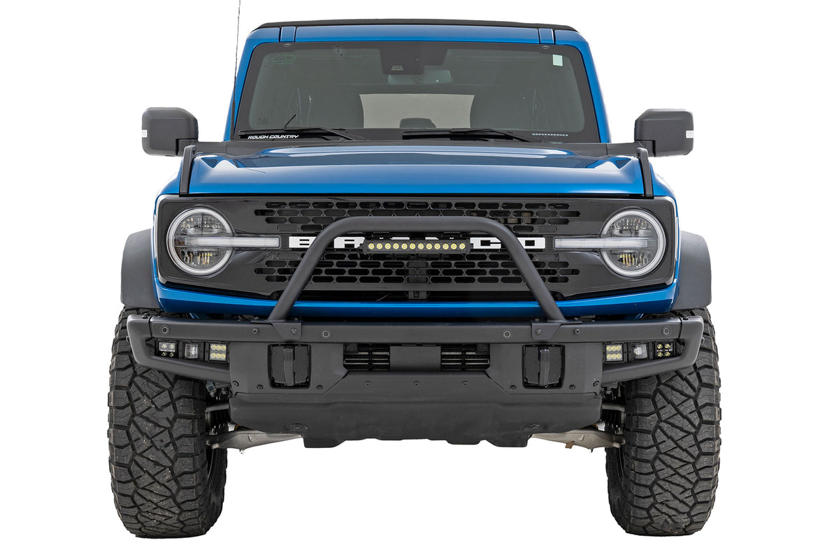 Safari Bar 12 Inch LED Light Bar Black DRL Single Row OE Modular Steel Ford Bronco (21-25) Rough Country