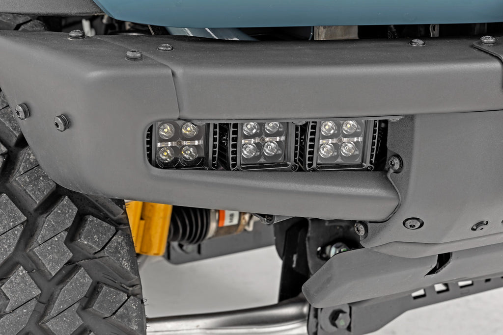 LED Light Kit Fog Mount Triple 2 Inch Black Pair Spot/Flood Ford Bronco (21-25) Rough Country