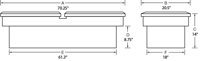 Challenger Gull Wing Crossover Storage Box Brite 1961-1965 1000/1500 Series Fleetside Standard Tub Lund