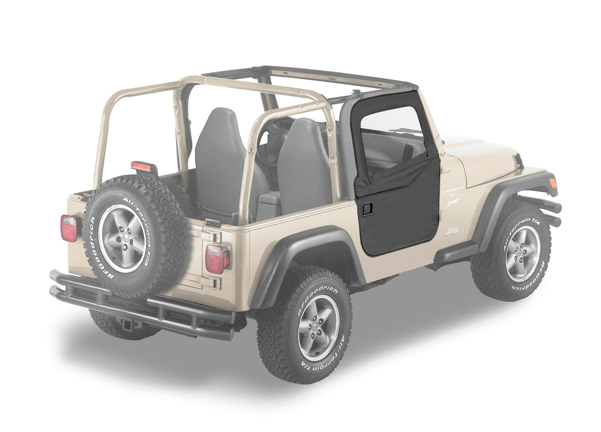 Jeep Doors Full 2-Piece Fabric Doors For Jeep 1997-2006 Wrangler TJ Clear Vinyl Pair Bestop