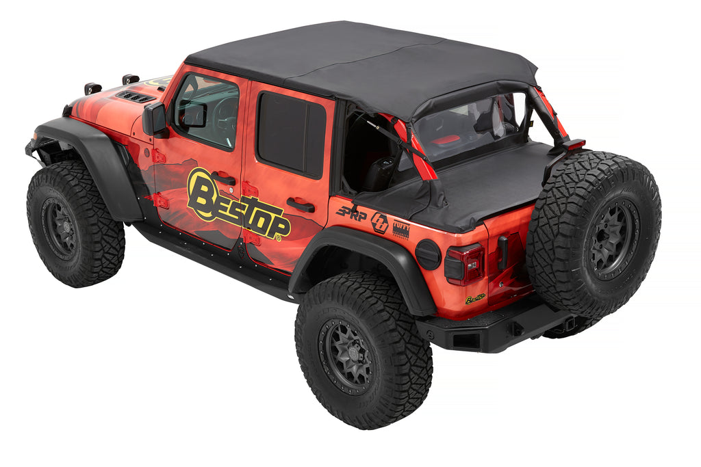 Jeep Bikini Top Header Safari Cable Style Bikini Tops For Jeep 2024-Current Wrangler JL 4 Door Black Diamond Bestop