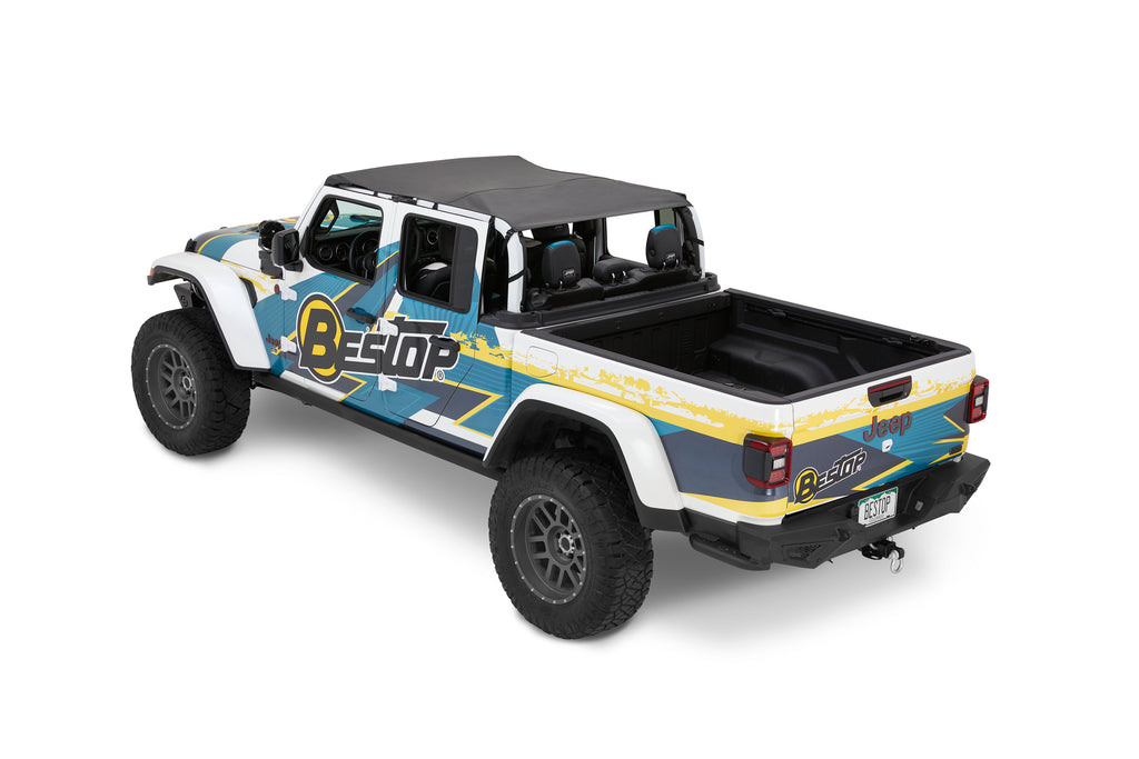 Jeep Bikini Top Header Safari Bikini Tops For Jeep 2020-2023 Gladiator Black Diamond Fabric Bestop