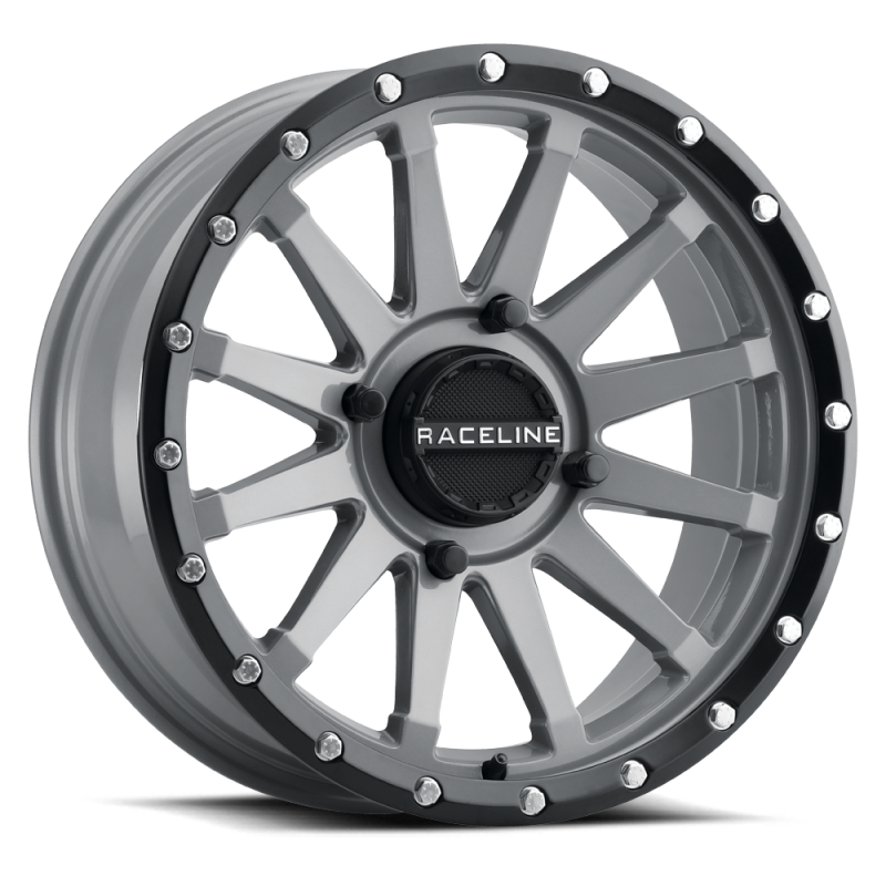 Raceline A95SG Trophy 14x7in / 4x137 BP / 10mm Offset / 110.18mm Bore - Grey & Black Lip Wheel