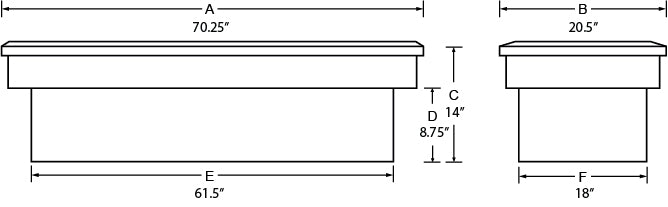 Challenger Single Lid Crossover Storage Box Brite 1961-1965 1000/1500 Series Fleetside Standard Tub Lund