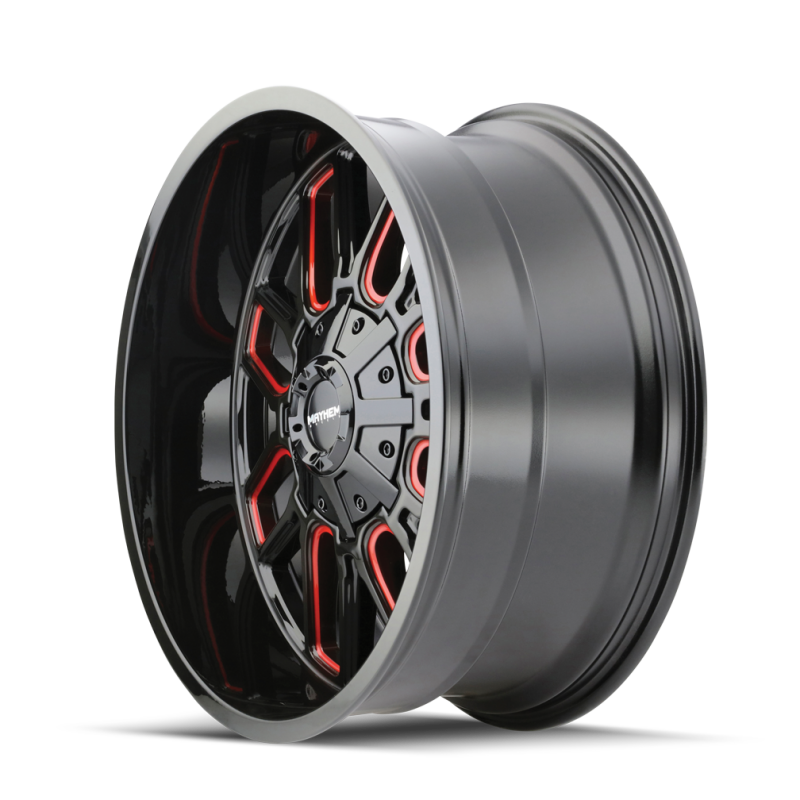 Mayhem 8107 Cogent 22x10 / 8x170 BP / -19mm Offset / 125.2mm Hub Gloss Black Milled Prism Red Wheel