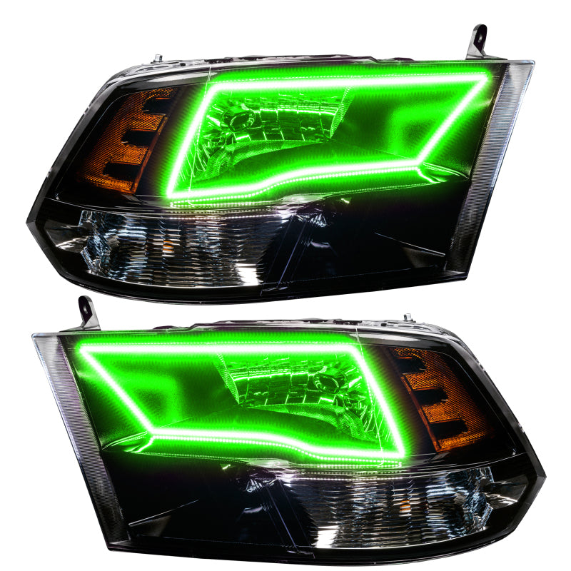 Oracle 09-17 RAM 1500 TRX Quad Pre-Assembled Headlights Blk Housing - w/ BC1 Controller