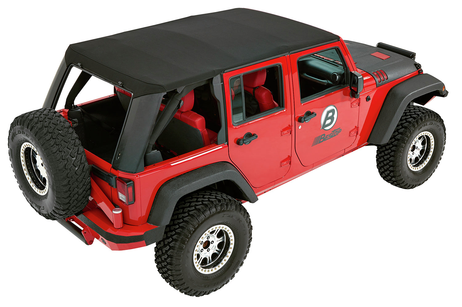Trektop Pro Hybrid Slantback Soft Top For Jeep 2007-2018 Wrangler JK Black Bestop